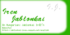 iren jablonkai business card